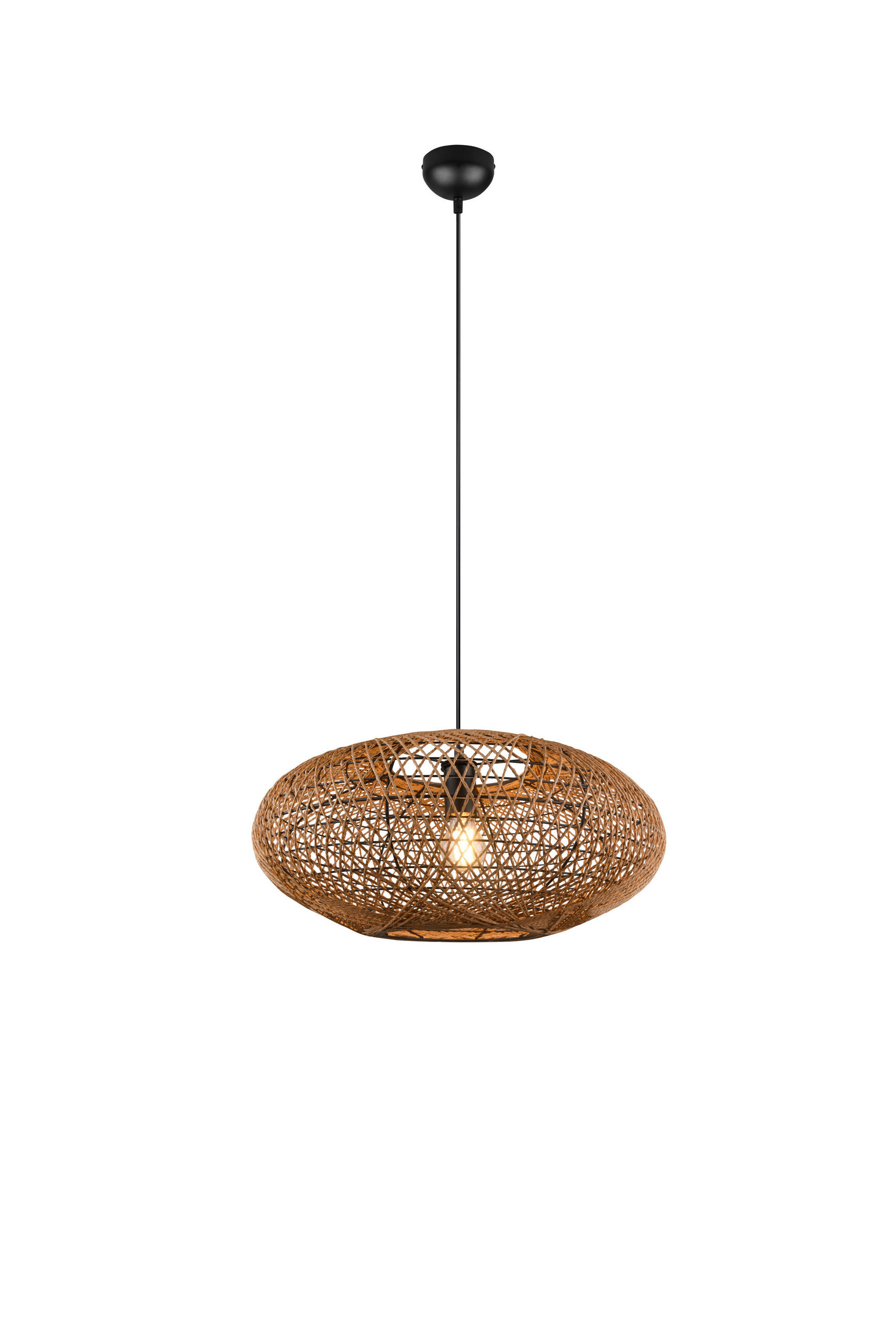 HÄNGELEUCHTE Hedda 52/150 cm   - Schwarz/Braun, Natur, Naturmaterialien/Metall (52/150cm) - Trio Leuchten