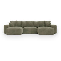 WOHNLANDSCHAFT Dunkelgrün Cord  - Dunkelgrün/Schwarz, Basics, Kunststoff/Textil (176/364/176cm) - Lomoco