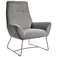 SESSEL in Cord Dunkelgrau  - Dunkelgrau/Schwarz, Design, Textil/Metall (82/102/81cm) - Hom`in