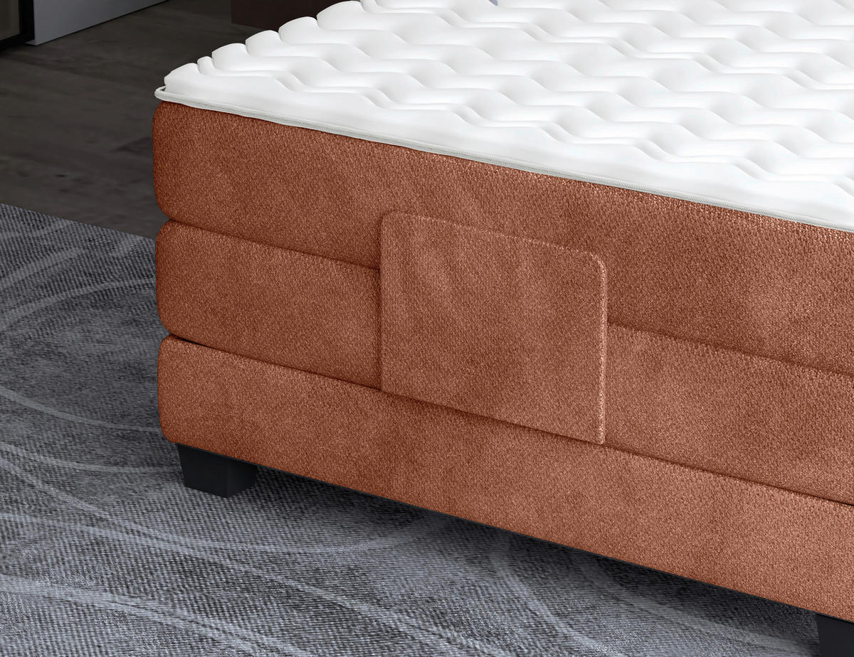 BOXSPRINGBETT 120/200 cm,  in Orange, Matratze, Topper, motorische Verstellbarkeit, Fernbedienung, H3 = fest  - Schwarz/Orange, KONVENTIONELL, Holz/Kunststoff (120/200cm) - Chameo