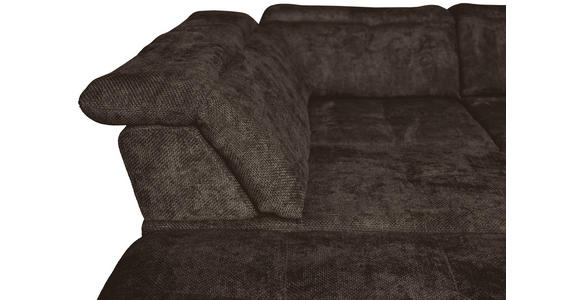WOHNLANDSCHAFT in Struktur Mokka  - Schwarz/Mokka, KONVENTIONELL, Textil/Metall (253/357/188cm) - Carryhome
