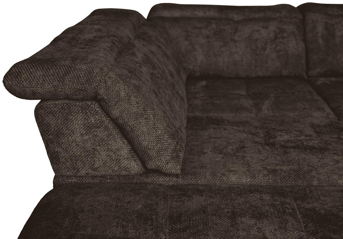 WOHNLANDSCHAFT in Struktur Mokka  - Schwarz/Mokka, KONVENTIONELL, Textil/Metall (253/357/188cm) - Carryhome