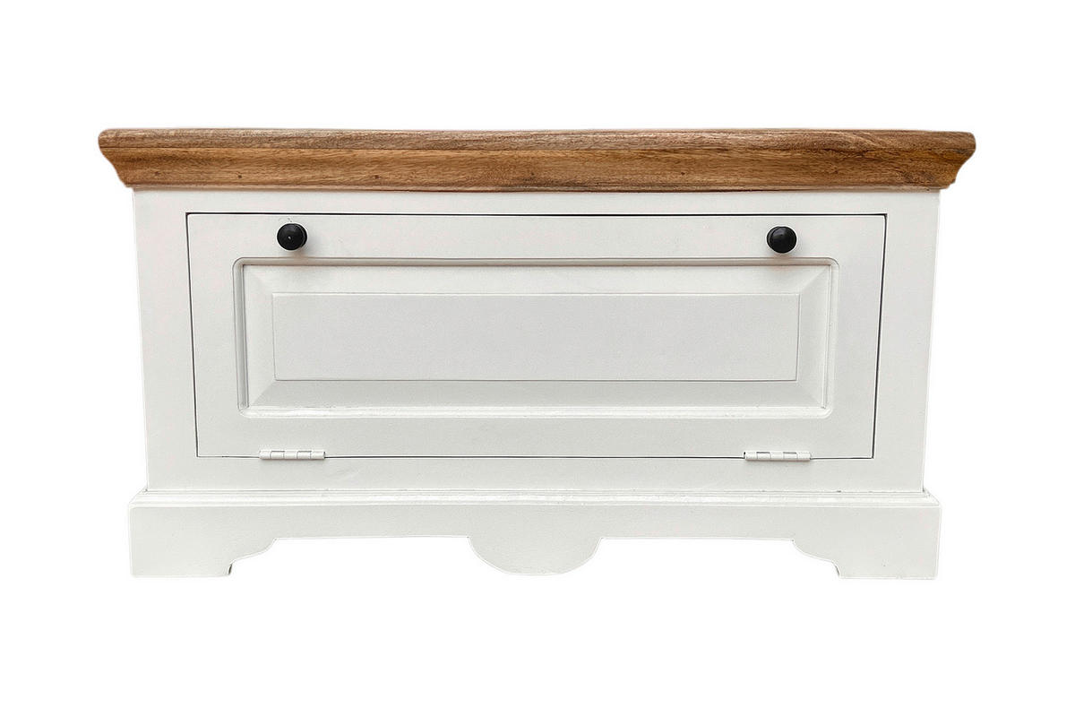 SCHUHSCHRANK Mangoholz massiv Schwarz, Weiß, Honig  - Schwarz/Weiß, KONVENTIONELL, Holz/Holzwerkstoff (85/45/40cm) - MID.YOU