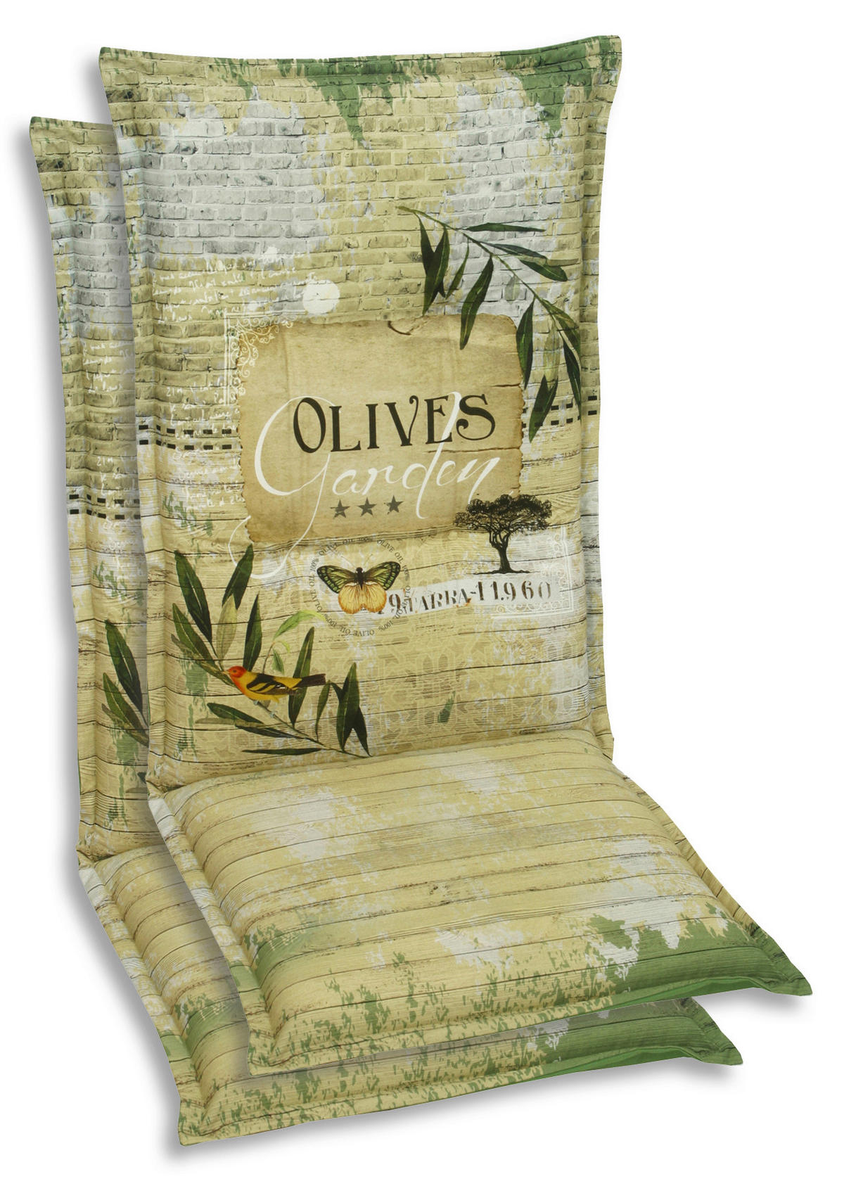 SESSELAUFLAGENSET Floral  - Dunkelgrün/Hellgrün, Basics, Textil (50/7/108cm)