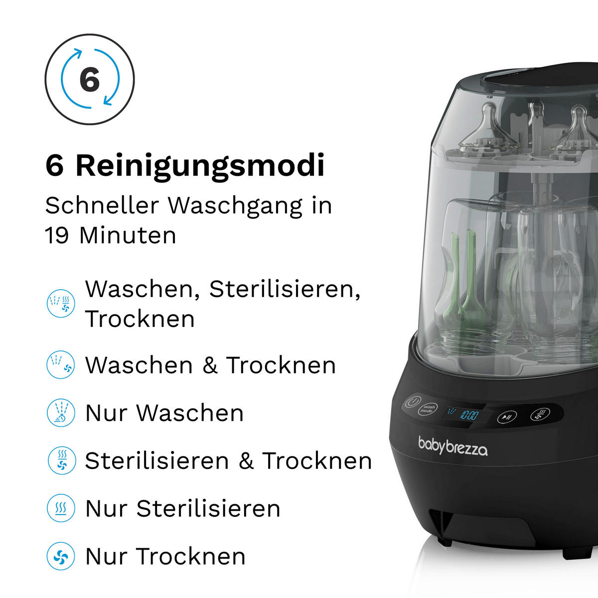 DAMPFSTERILISATOR Bottle Washer Pro  - Transparent/Schwarz, Basics, Kunststoff (25/40/47.5cm) - Baby Brezza