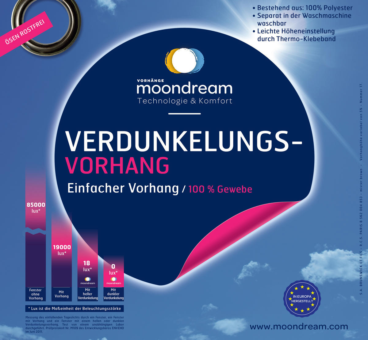VERDUNKELUNGSVORHANG - Creme, Design, Textil (145/260cm)