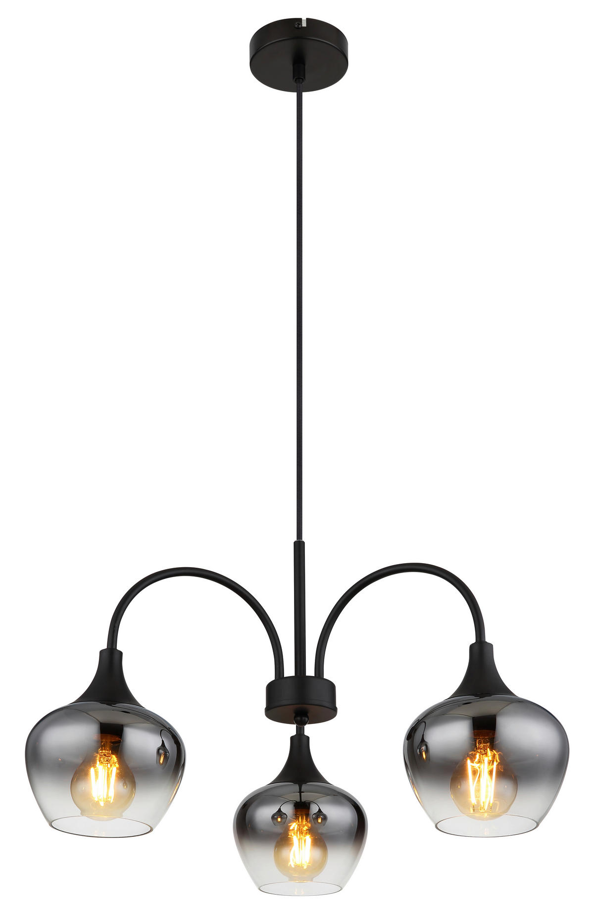 HÄNGELEUCHTE 55/120 cm    - Schwarz, Modern, Glas/Metall (55/120cm) - Novel