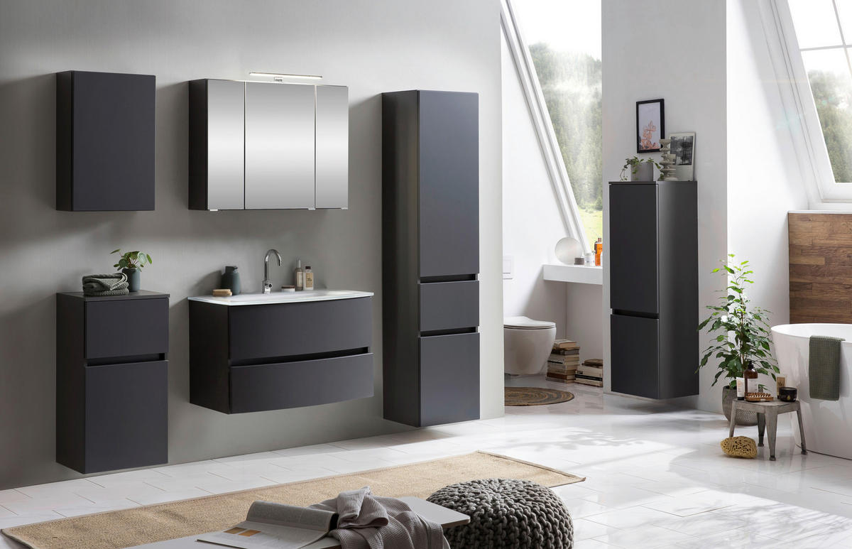 HOCHSCHRANK 40/180/35 cm  - Silberfarben/Graphitfarben, KONVENTIONELL, Holzwerkstoff/Kunststoff (40/180/35cm) - Held