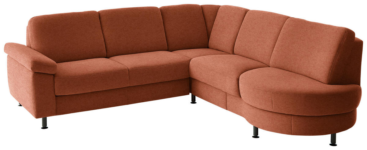 ECKSOFA Flachgewebe Rostfarben  - Rostfarben/Schwarz, Konventionell, Textil/Metall (248/252cm) - Beldomo Comfort