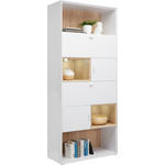 REGAL  90/213/40 cm Weiß, Eichefarben  - Eichefarben/Alufarben, Design, Holzwerkstoff/Metall (90/213/40cm) - Hom`in