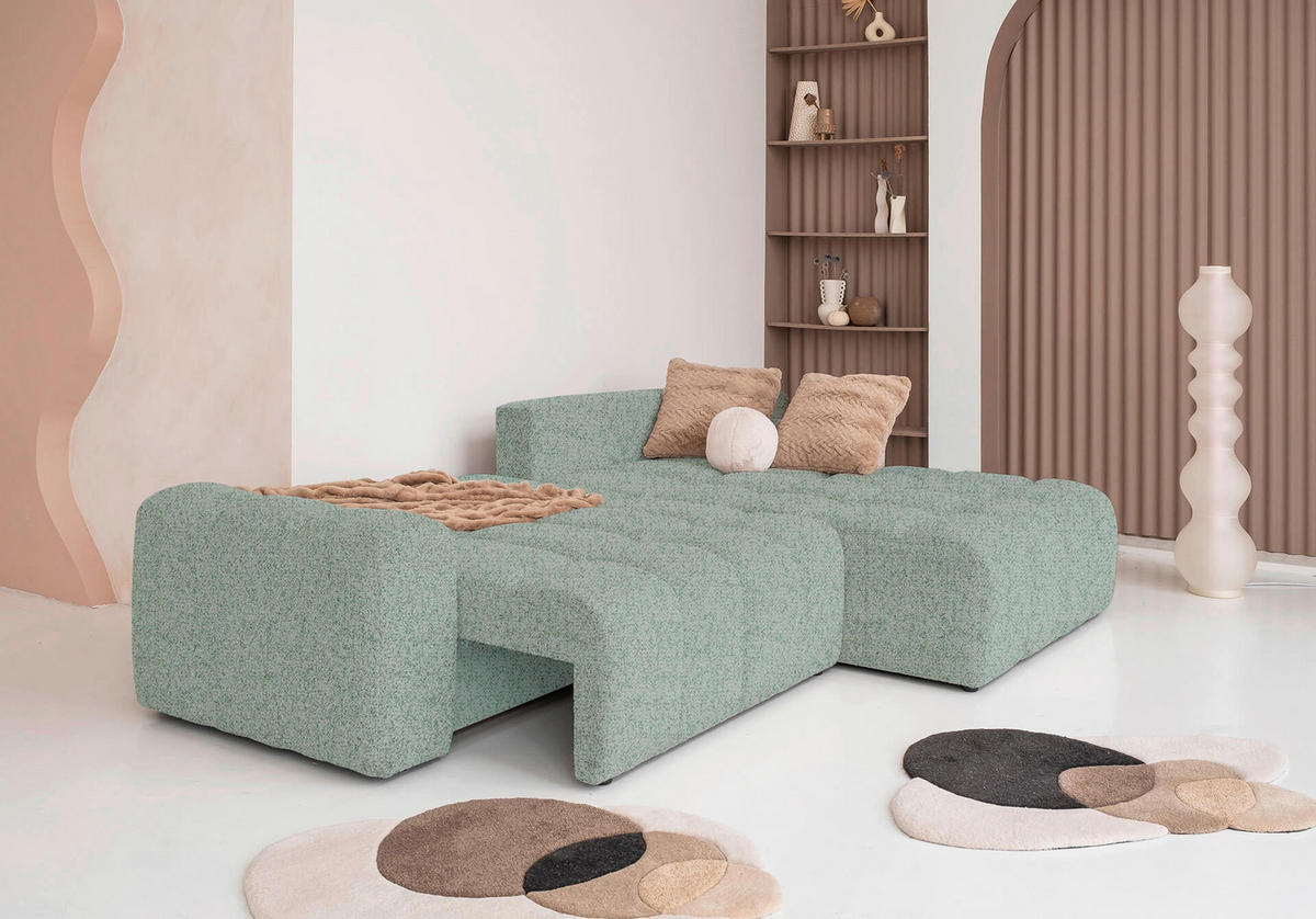 ECKSOFA  in Türkis  268/184 cm  - Türkis/Schwarz, Design, Kunststoff/Textil (268/184cm) - MID.YOU