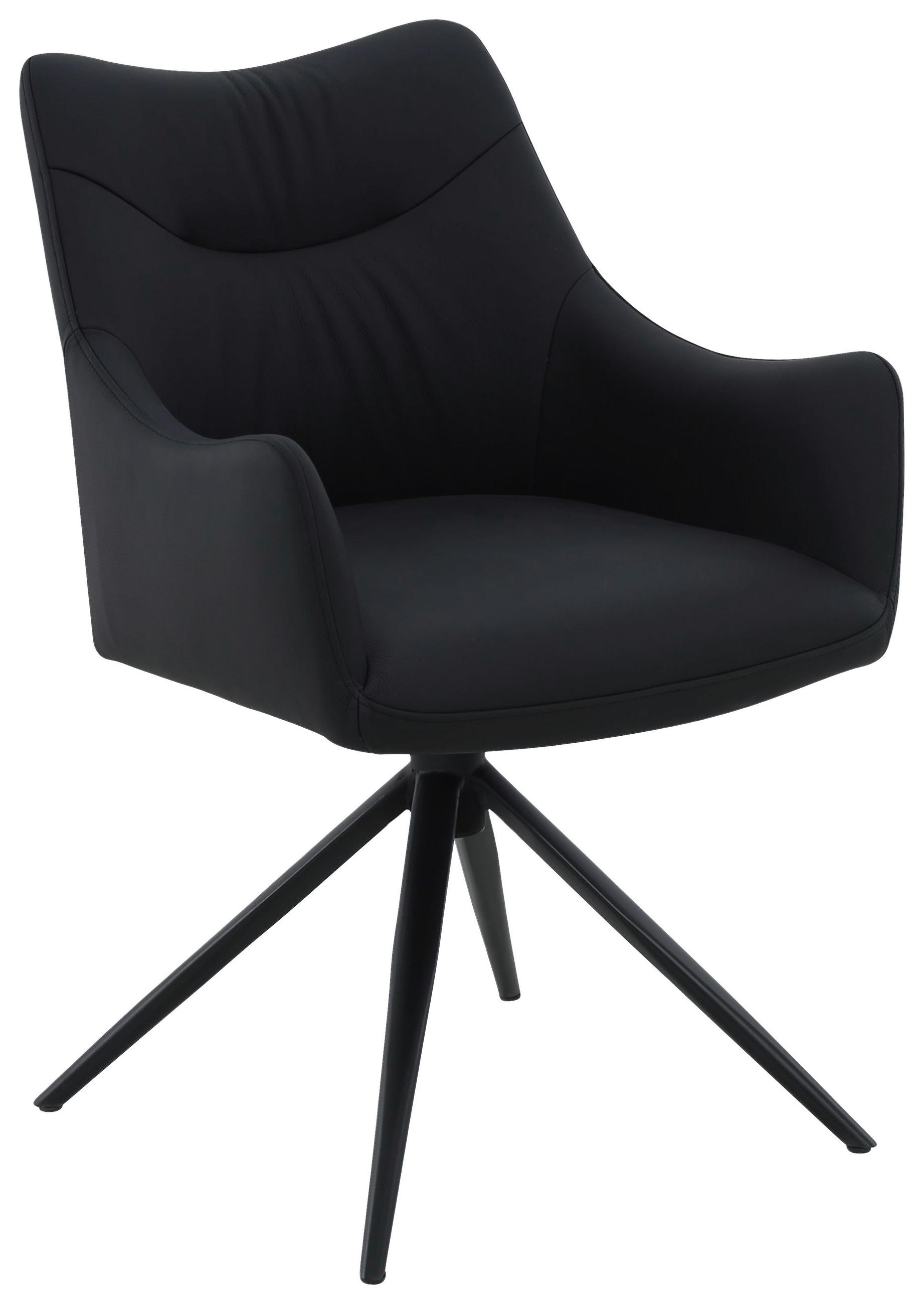 NASLANJAČ, kovina, usnje črna  - črna, Moderno, kovina/usnje (57/86,5/61,5cm) - Novel