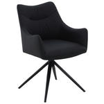 ARMLEHNSTUHL  Sitzfläche 360° drehbar, automatische Rückholfunktion  Echtleder  - Schwarz, MODERN, Leder/Metall (57/86,5/61,5cm) - Novel