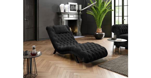 RELAXLIEGE Samt Schwarz  - Schwarz, Trend, Holz/Textil (73/75/163cm) - Ambia Home