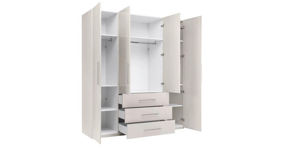KLEIDERSCHRANK 196/219/59 cm,  in Kaschmir, 4-türig  - Kaschmir/Alufarben, KONVENTIONELL, Holzwerkstoff/Metall (196/219/59cm) - Carryhome