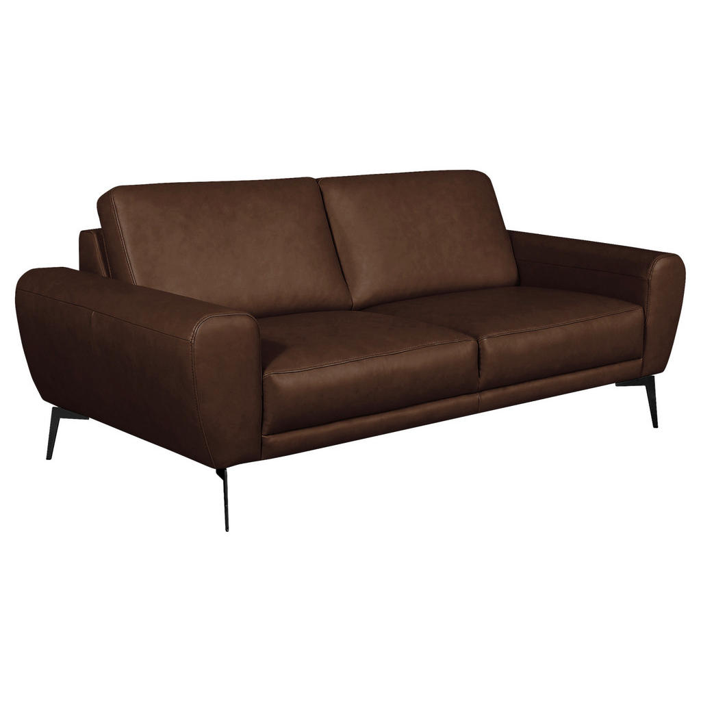 Thumbnail - Livetastic 3-Sitzer-Sofa Spring, Dunkelbraun, Leder, Echtleder, Semi-Anilinleder, 207x85x92 cm, Made in EU, Rücken echt,...