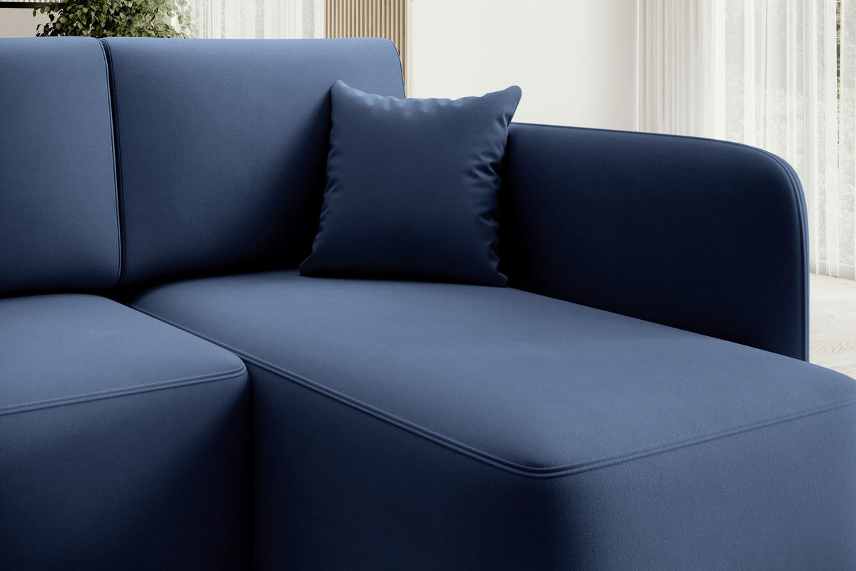 ECKSOFA  in Plüsch Blau  206/150 cm  - Blau/Schwarz, Design, Kunststoff/Textil (206/150cm) - P & B