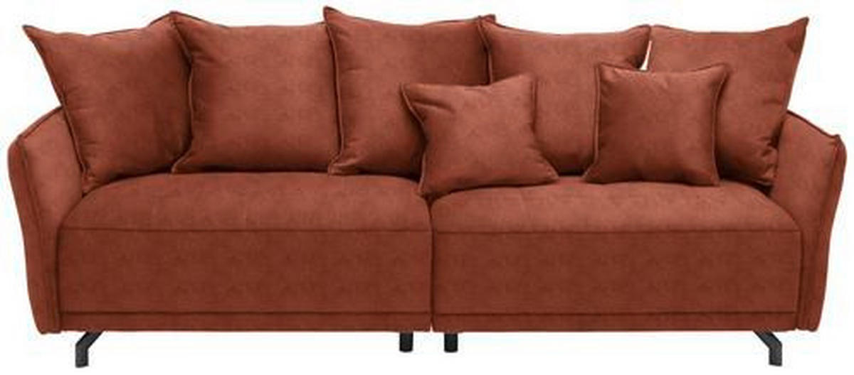 BIGSOFA in Velours Rostfarben  - Rostfarben/Schwarz, Design, Textil/Metall (226/91/103cm) - Carryhome