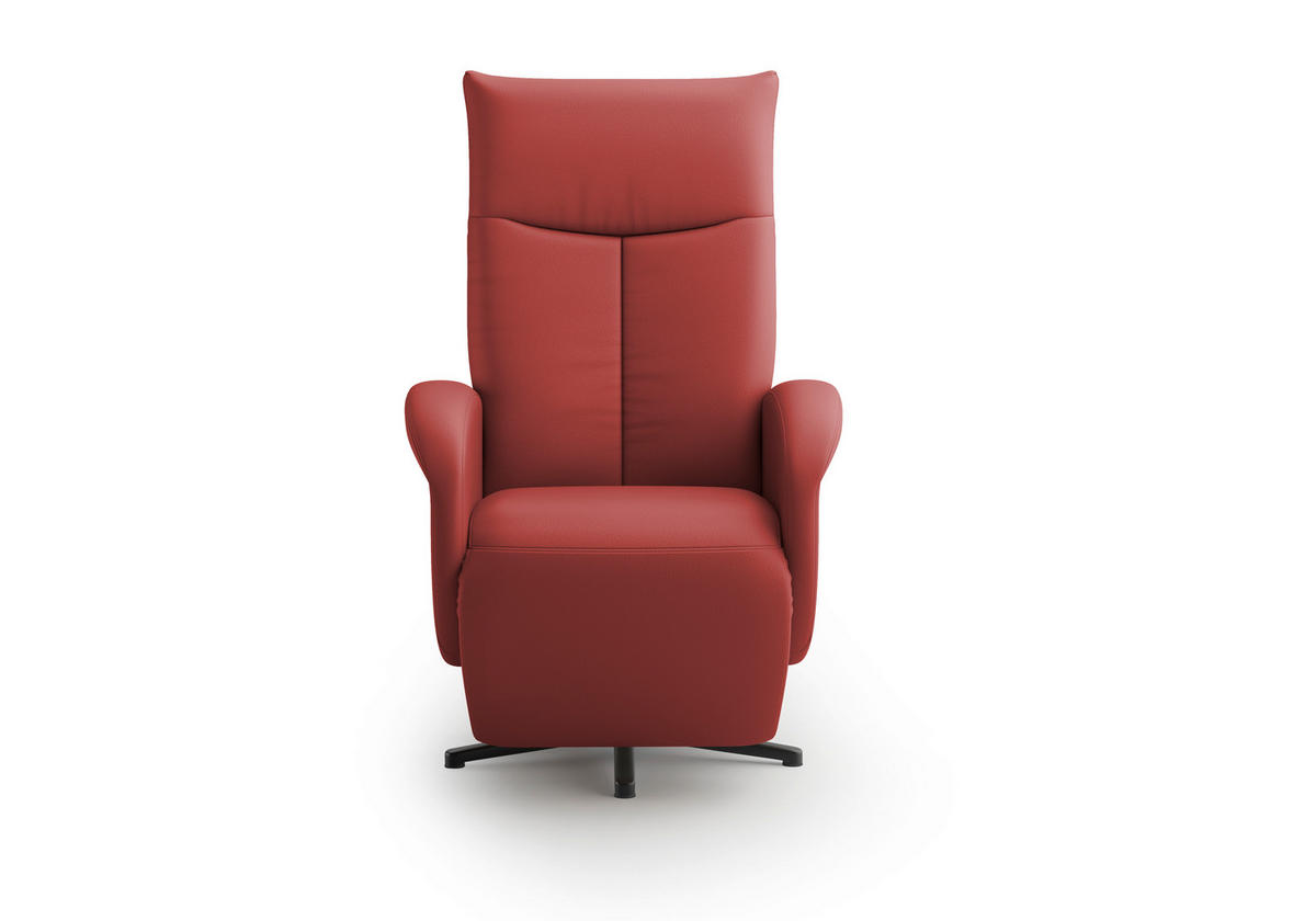 DREHSTUHL Rot  - Rot/Schwarz, MODERN, Leder/Metall (75/112/82cm) - Sit & More