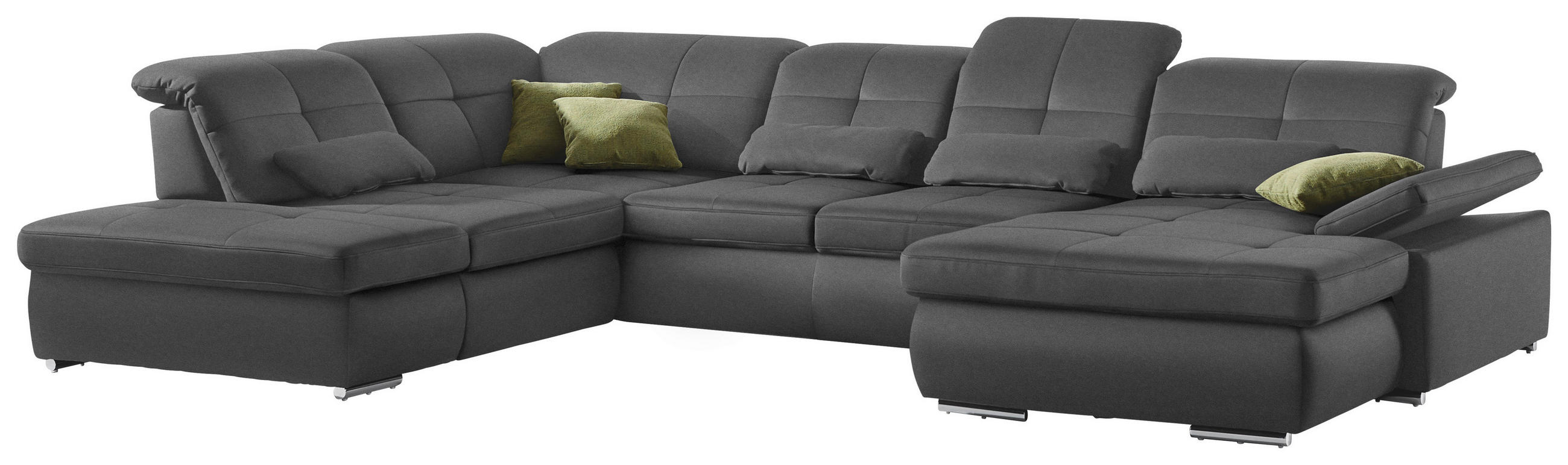 WOHNLANDSCHAFT in Mikrofaser Grau  - Chromfarben/Grau, Design, Textil (260/371/195cm) - Beldomo Style
