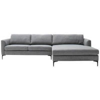 ECKSOFA 310/195 cm  in Flachgewebe Blaugrau Rücken echt  310/195 cm  - Blaugrau/Schwarz, Design, Textil/Metall (310/195cm) - Schöner Wohnen