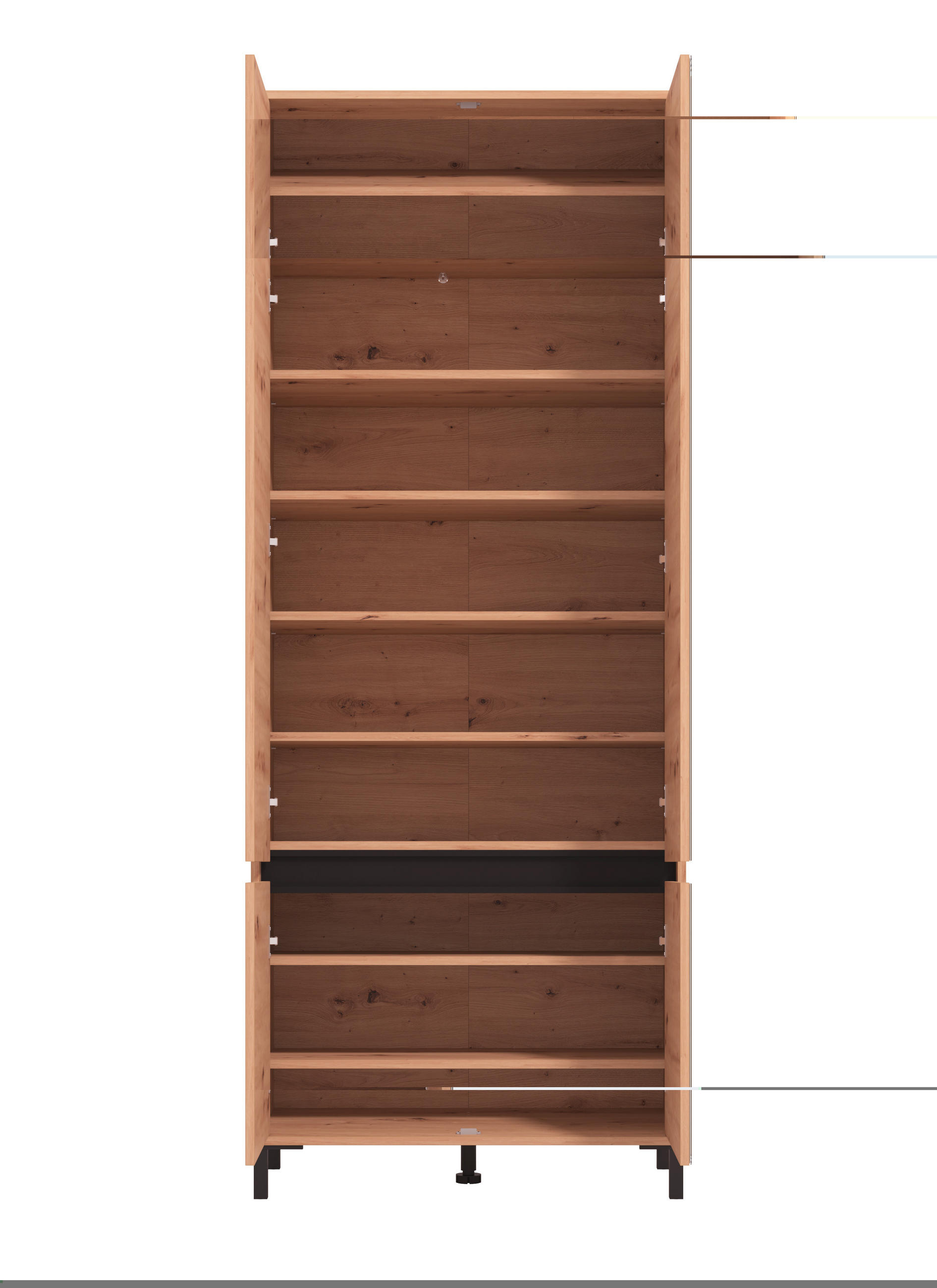 CIPŐSSZEKRÉNY 80/205,5/40 cm  - fekete/Artisan tölgy, Basics, faalapú anyag (80/205,5/40cm) - Xora