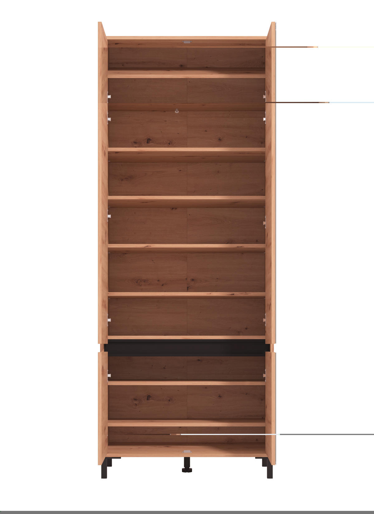 CIPŐSSZEKRÉNY 80/205,5/40 cm  - fekete/Artisan tölgy, Basics, faalapú anyag (80/205,5/40cm) - Xora