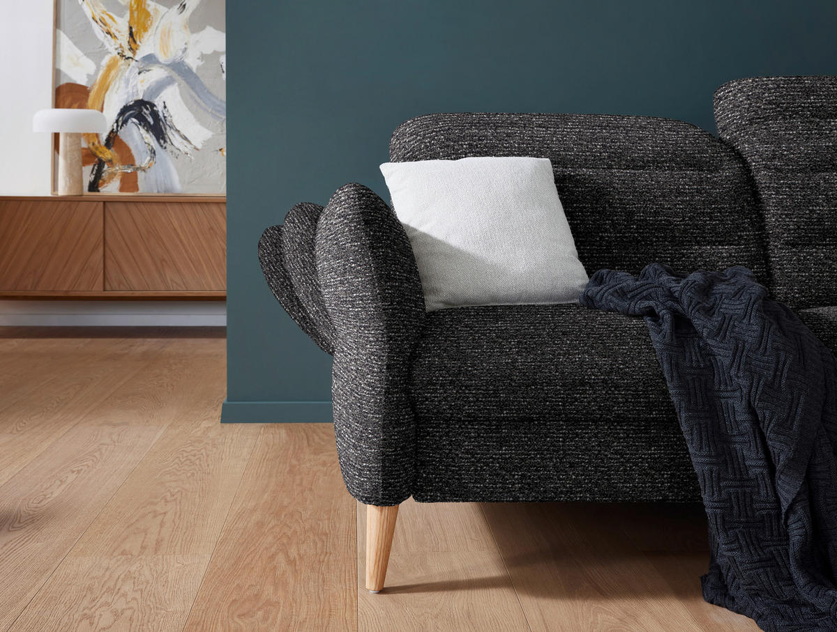 2-SITZER-SOFA in Webstoff Dunkelgrau  - Eiche Bianco/Dunkelgrau, Design, Holz/Textil (192-220/85-106/98-112cm) - Dieter Knoll