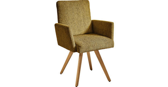 ARMLEHNSTUHL  in Chenille  - Eichefarben/Gelb, Design, Holz/Textil (56/92/60cm) - Dieter Knoll