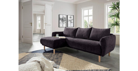 ECKSOFA Dunkelgrau Flachgewebe - Dunkelgrau/Buchefarben, KONVENTIONELL, Holz/Textil (144/230cm) - Carryhome