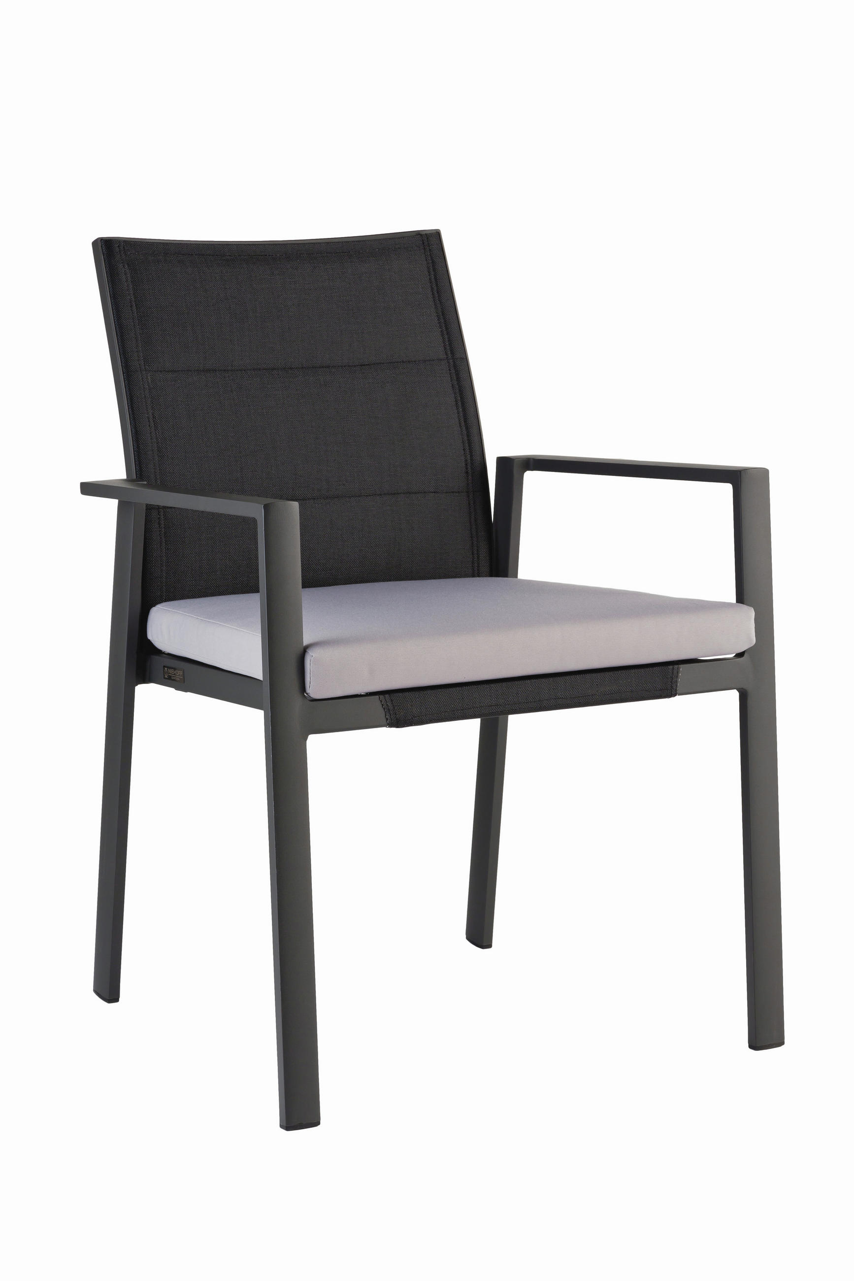 GARTENSTUHL Aluminium Schwarz, Anthrazit  - Anthrazit/Schwarz, Basics, Textil/Metall (62/86/61cm)