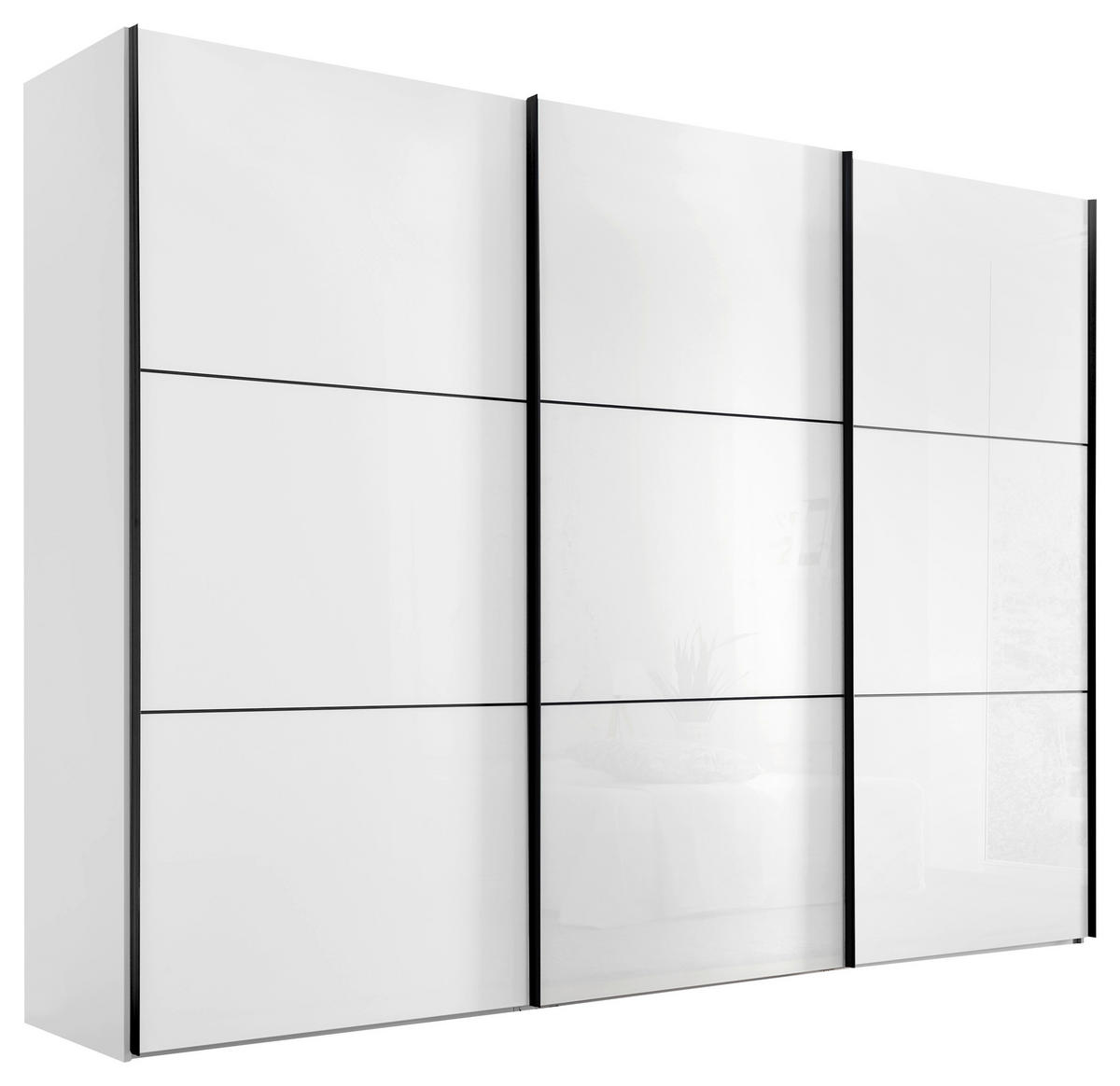 SCHWEBETÜRENSCHRANK  in Weiß  - Schwarz/Weiß, KONVENTIONELL, Glas/Holzwerkstoff (280/222/68cm) - Moderano