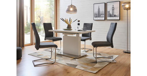 ESSTISCH in Metall, Holzwerkstoff 120-160/80/76 cm - Edelstahlfarben/Weiß, Design, Holzwerkstoff/Metall (120-160/80/76cm) - Carryhome