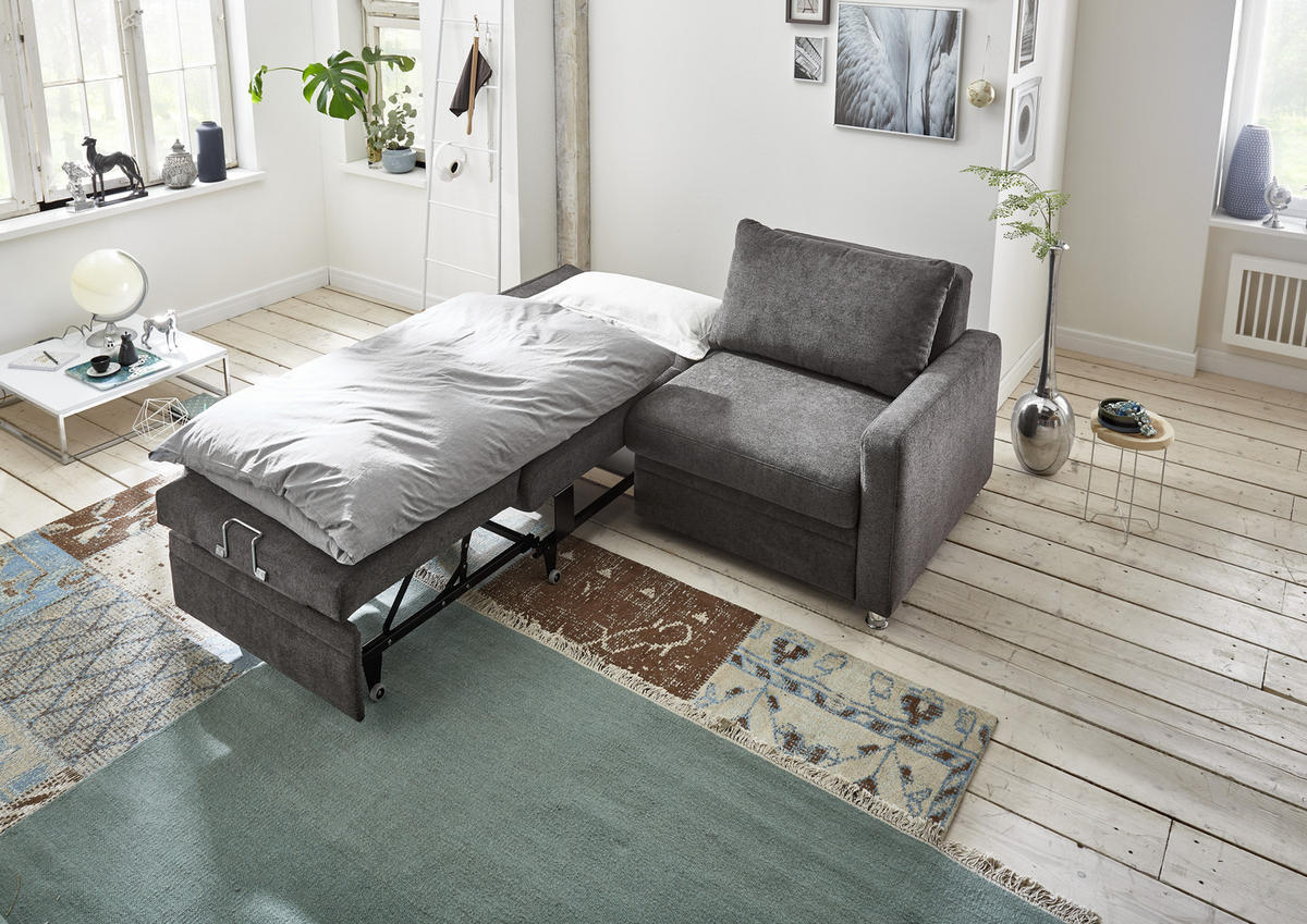 SCHLAFSOFA in Grau  - Grau, KONVENTIONELL, Textil/Metall (206/90/100cm) - Beldomo Style