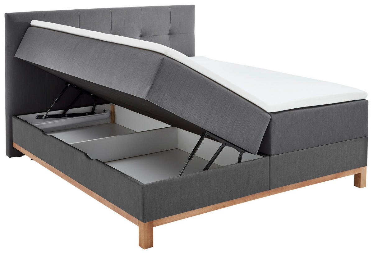 BOXBETT 180/200 cm  in Anthrazit  - Eichefarben/Anthrazit, MODERN, Holz/Textil (180/200cm) - Livetastic