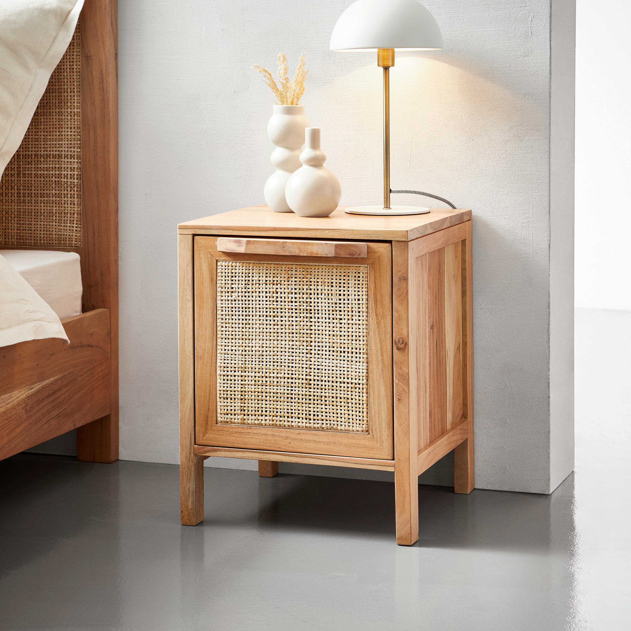 NACHTSCHRANK 40/50/40 cm Akazie Hartholz - Akaziefarben, Trend, Holz (40/50/40cm) - Livetastic