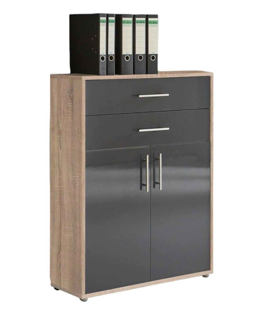 AKTENSCHRANK Sonoma Eiche, Anthrazit Hochglanz  - Anthrazit Hochglanz/Sonoma Eiche, MODERN, Holzwerkstoff (84,5/114/33cm) - MID.YOU