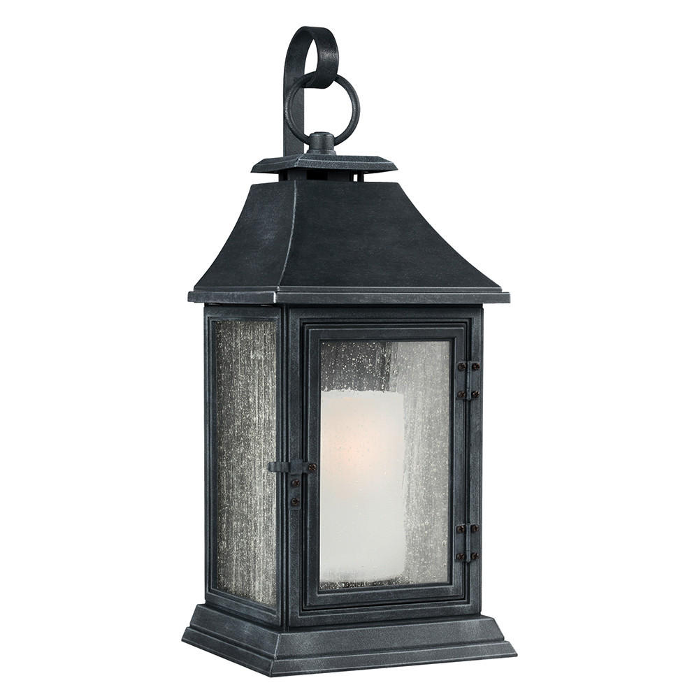 VÄGGLAMPA FÖR UTOMHUS - zinkfärgad, Klassisk, glas/plast (29.2/32,8/89,1cm) - Elstead Lighting