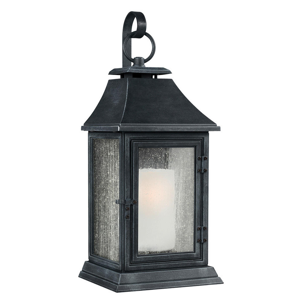 VÄGGLAMPA FÖR UTOMHUS - zinkfärgad, Klassisk, glas/plast (29.2/32,8/89,1cm) - Elstead Lighting
