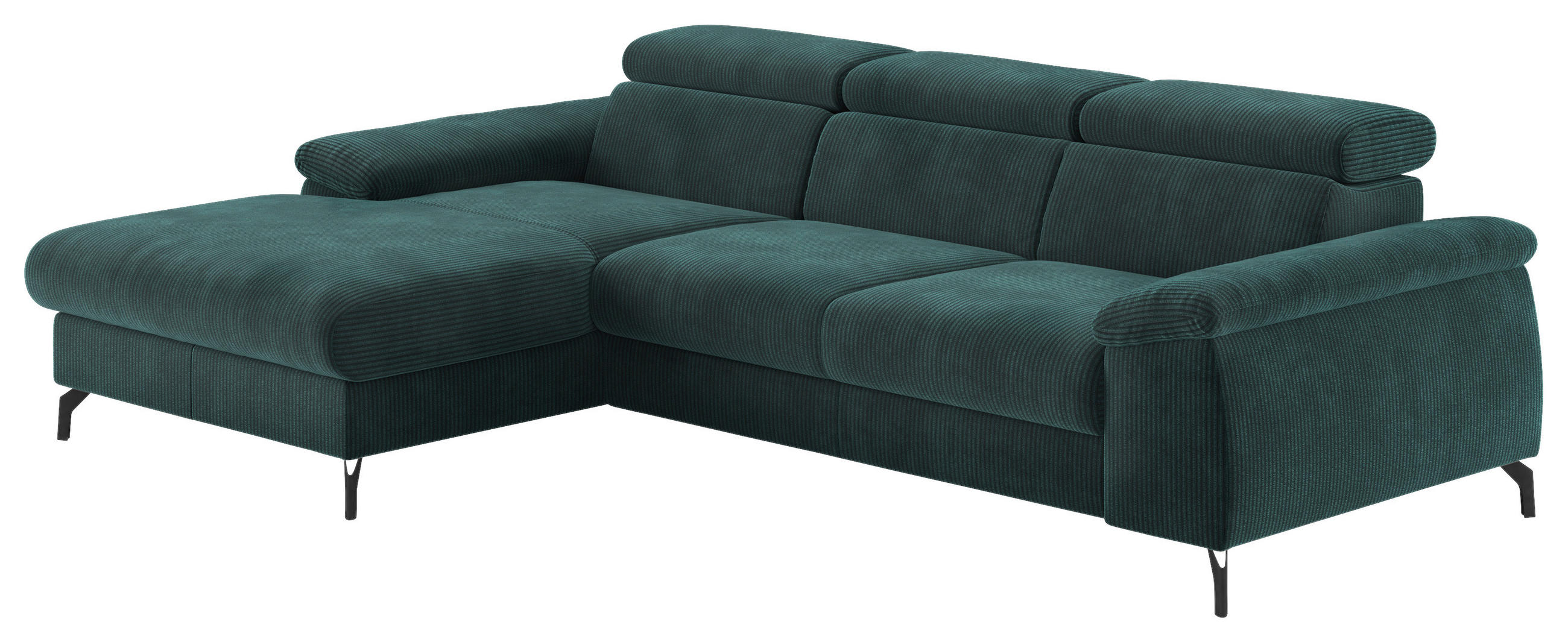 ECKSOFA in Cord Petrol  - Petrol/Schwarz, Design, Textil/Metall (166/244cm) - Livetastic