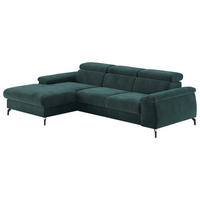 ECKSOFA in Cord Petrol  - Petrol/Schwarz, Design, Textil/Metall (166/244cm) - Livetastic
