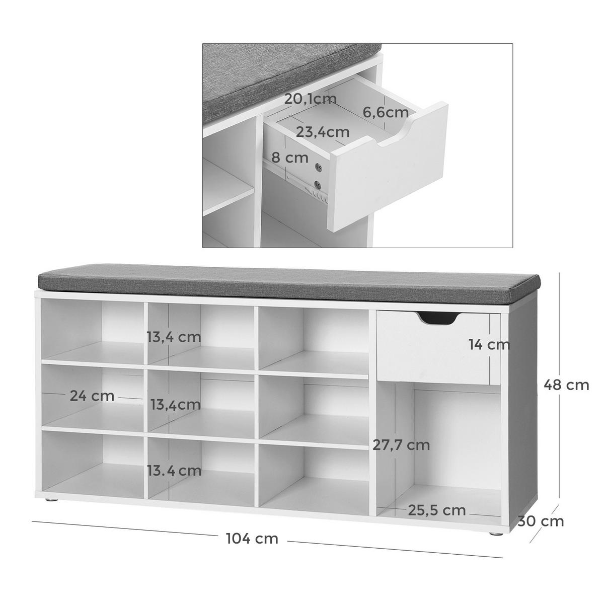 LAVICA DO PREDSIENE, 104/48/30 cm - sivá/biela, Trend, kompozitné drevo (104/48/30cm) - Boxxx