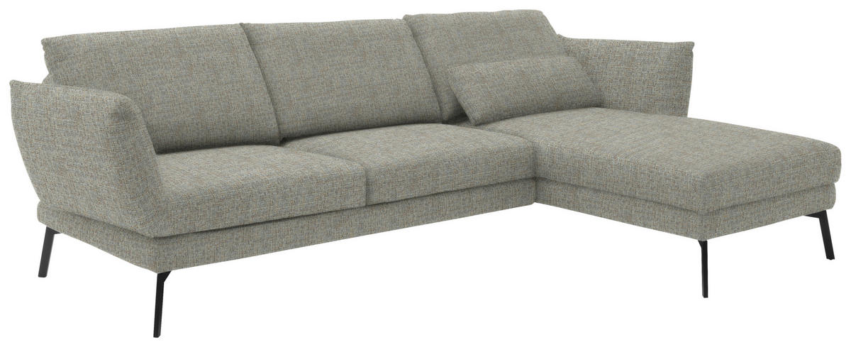ECKSOFA in Flachgewebe Naturfarben  277/175 cm  - Schwarz/Naturfarben, Design, Textil/Metall (277/175cm) - Schöner Wohnen