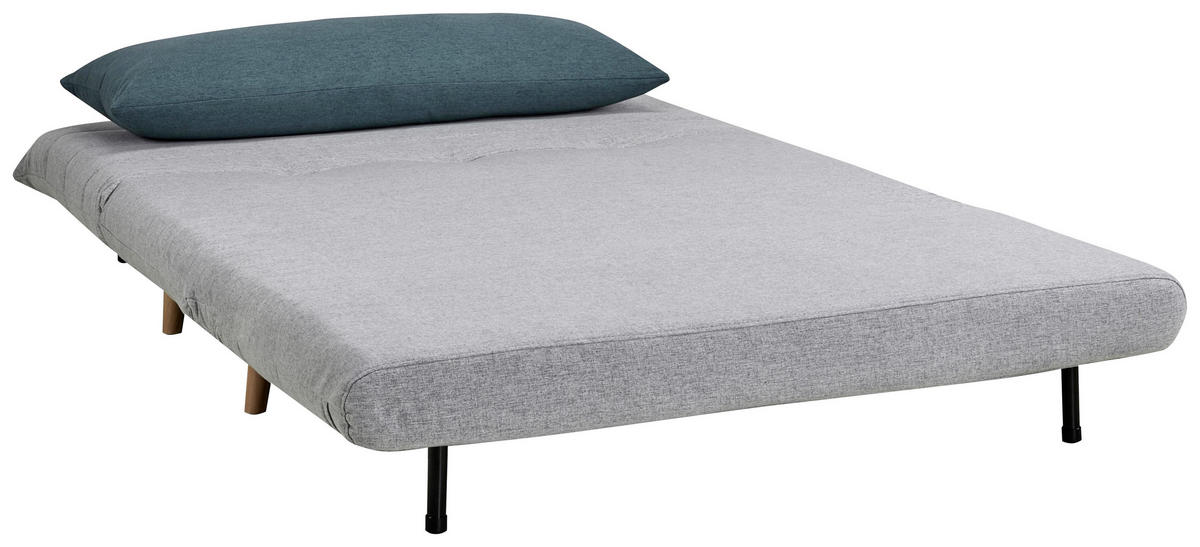 SCHLAFSOFA Webstoff Grau  - Blau/Naturfarben, MODERN, Holz/Kunststoff (125/84/91cm) - Livetastic