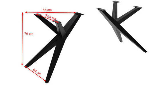 TISCHGESTELL in Metall 60/55/70 cm   - Schwarz, Design, Metall (60/55/70cm) - Landscape