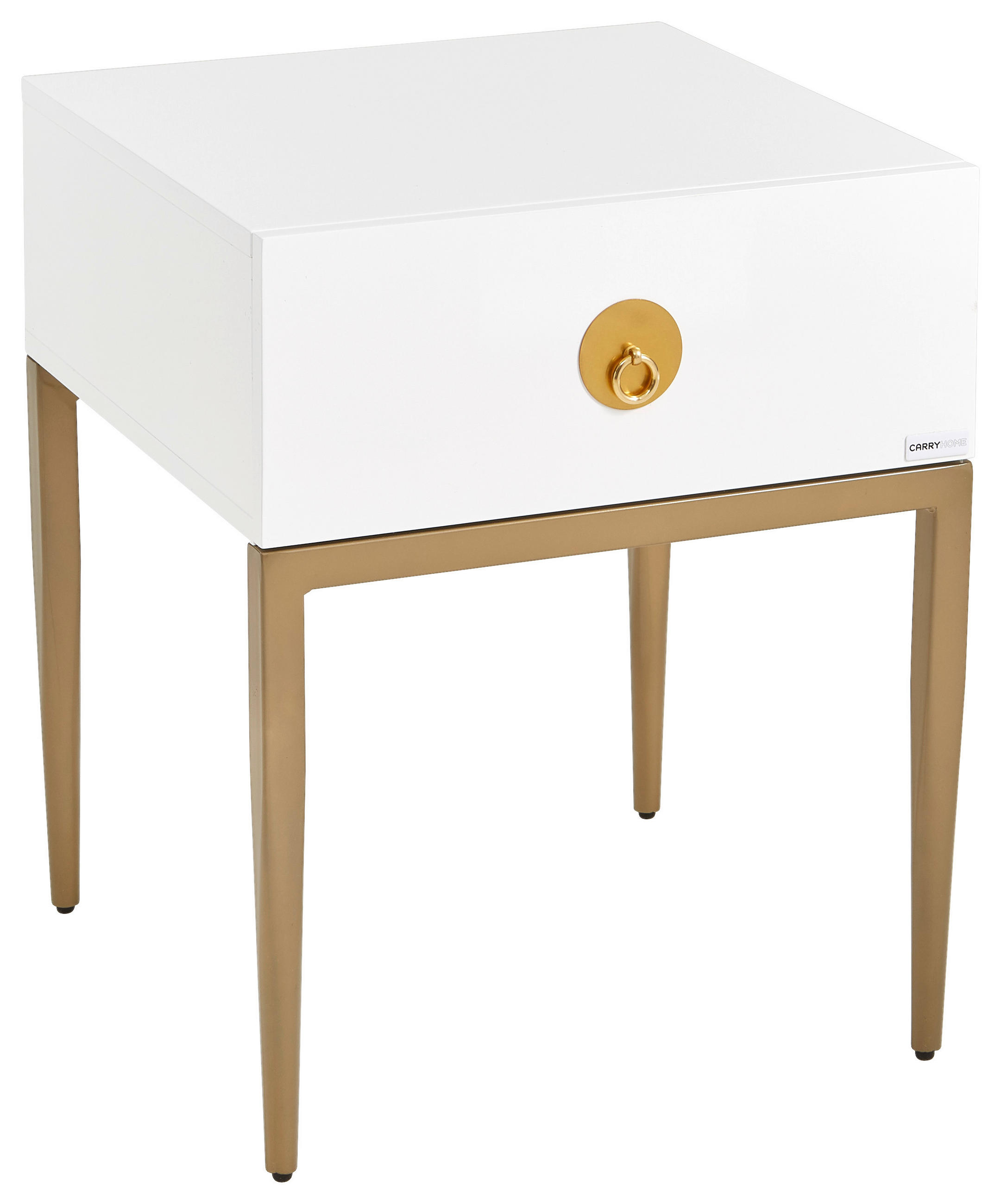 NACHTSCHRANK Kupferfarben, Weiß hochglanz - Weiß hochglanz/Kupferfarben, Design, Metall (45/45/55cm) - Carryhome
