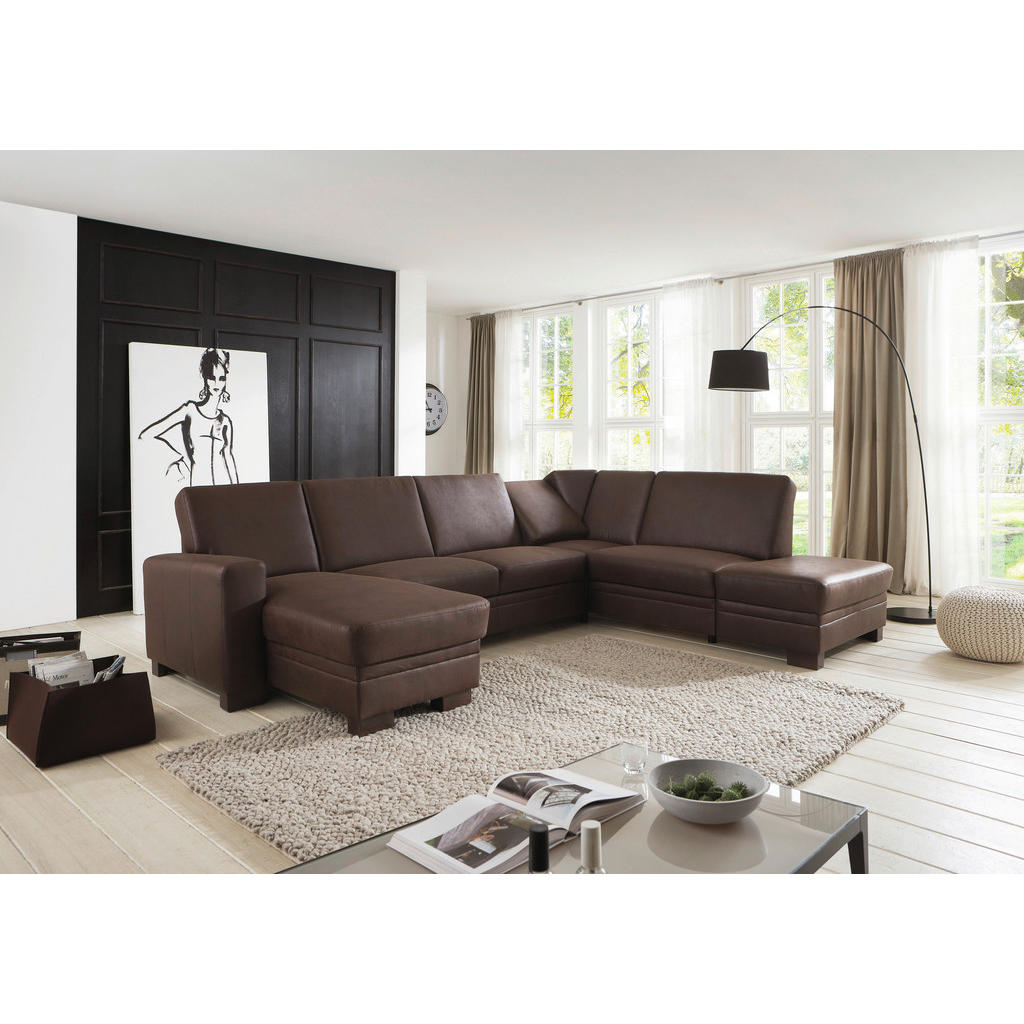 Thumbnail - Beldomo System Wohnlandschaft, Braun, Textil, 6-Sitzer, Ottomane rechts, Ottomane links, nicht einzeln stellbar, U-Form,...