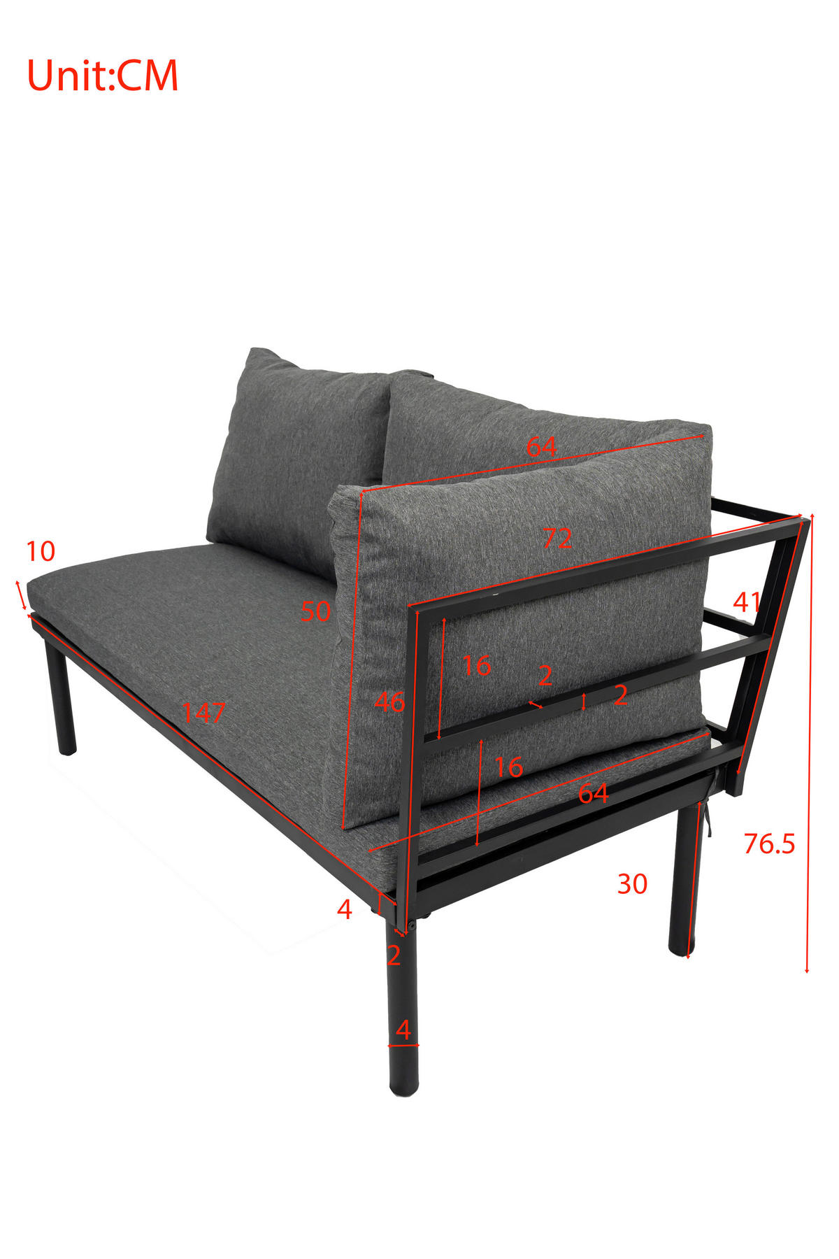 LOUNGEGARNITUR 3-teilig  159/273,5 cm  Akazie massiv Eisen  - Schwarz/Grau, Basics, Holz/Textil (159/273,5cm) - Ambia Garden