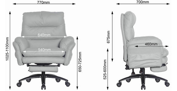 CHEFSESSEL Mikrofaser Schwarz, Hellgrau  - Hellgrau/Schwarz, Design, Kunststoff/Textil (79/101-109/74cm) - Venda