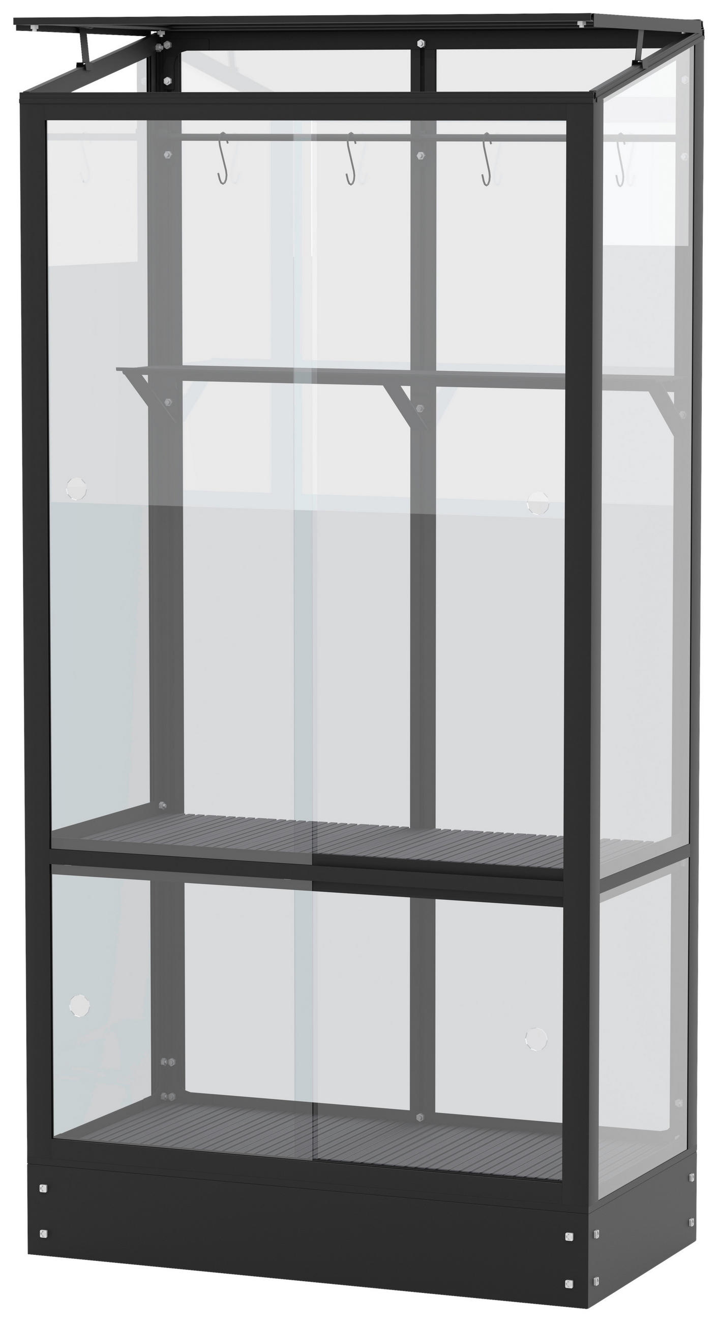 Balkon-Gewächshaus Polis 350 Schwarz Metall/Glas H: 165,5cm
